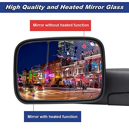 Heated Mirror Glass Left Driver Side Compatible with Dodge Ram Driver Left Side
