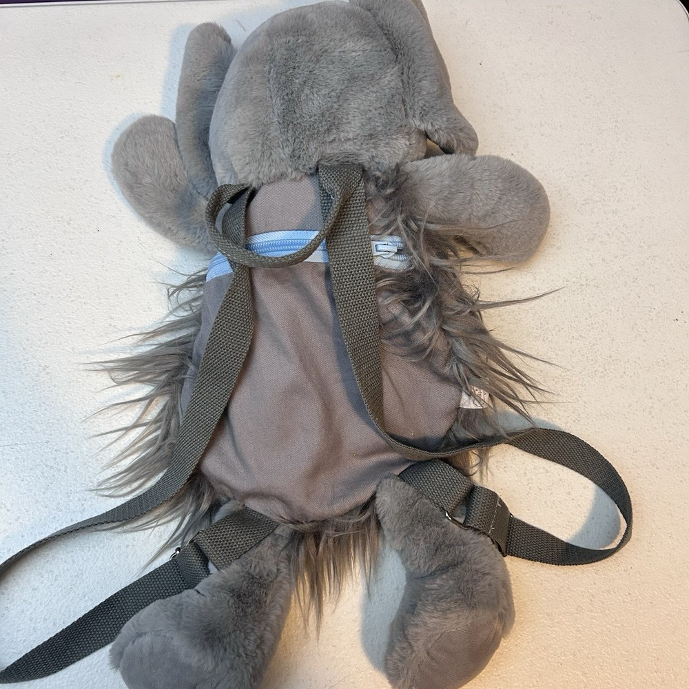 Mudpie Gray Plush Elephant Backpack Adjustable Strap
