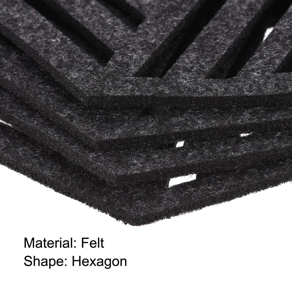 Felt Coasters 12pcs Hexagonal Mat Tampons, Dark Grey