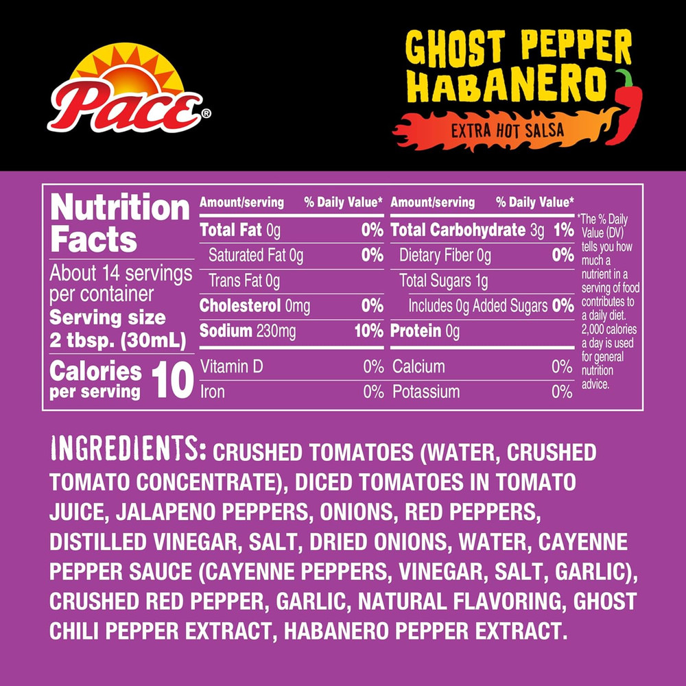 Pace Ghost Pepper Habanero Extra Hot Salsa, 16 Oz Jar