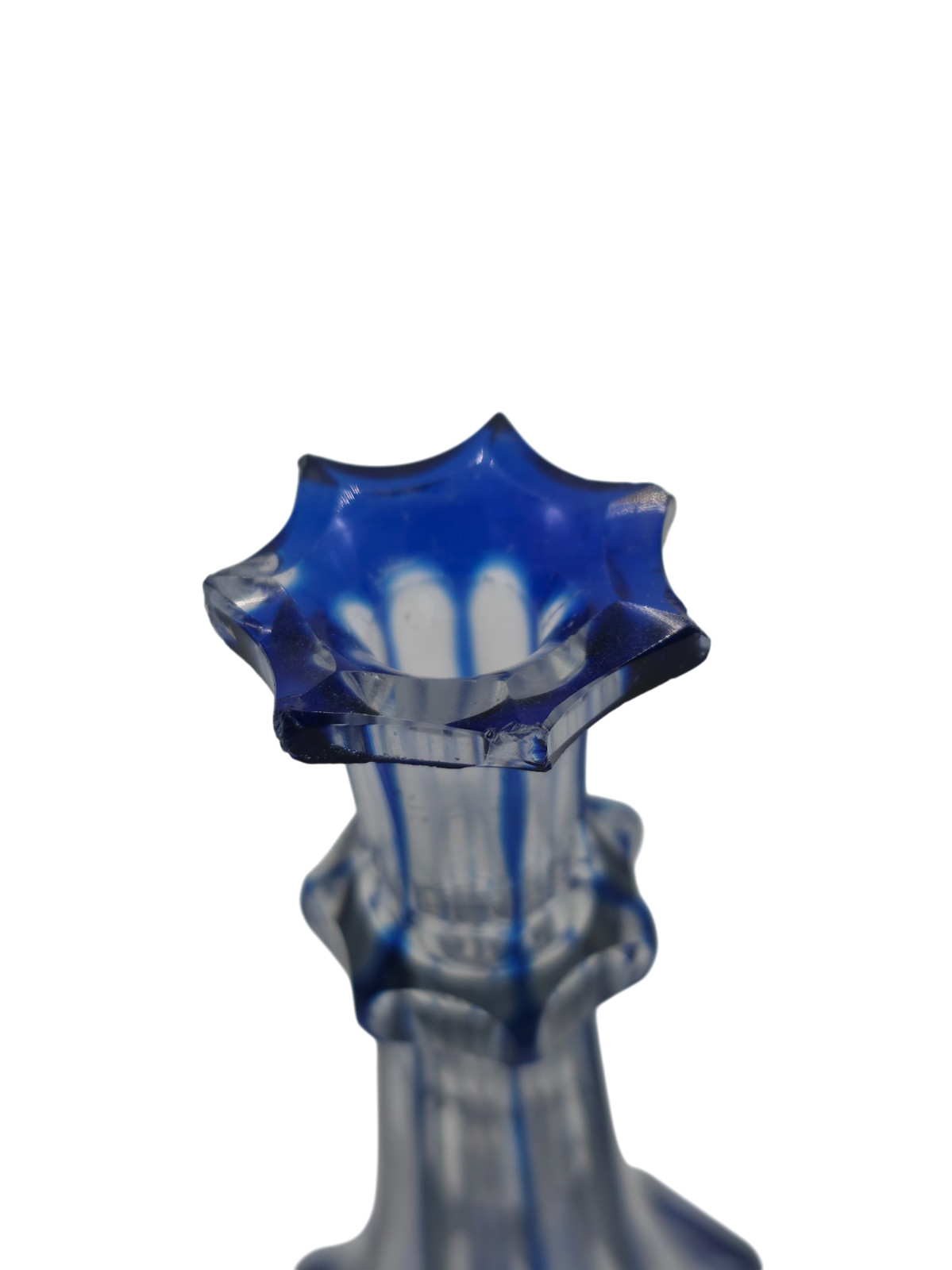 Vintage Czech Bohemian Cobalt Blue Cut to Clear Crystal Perfume Decanter