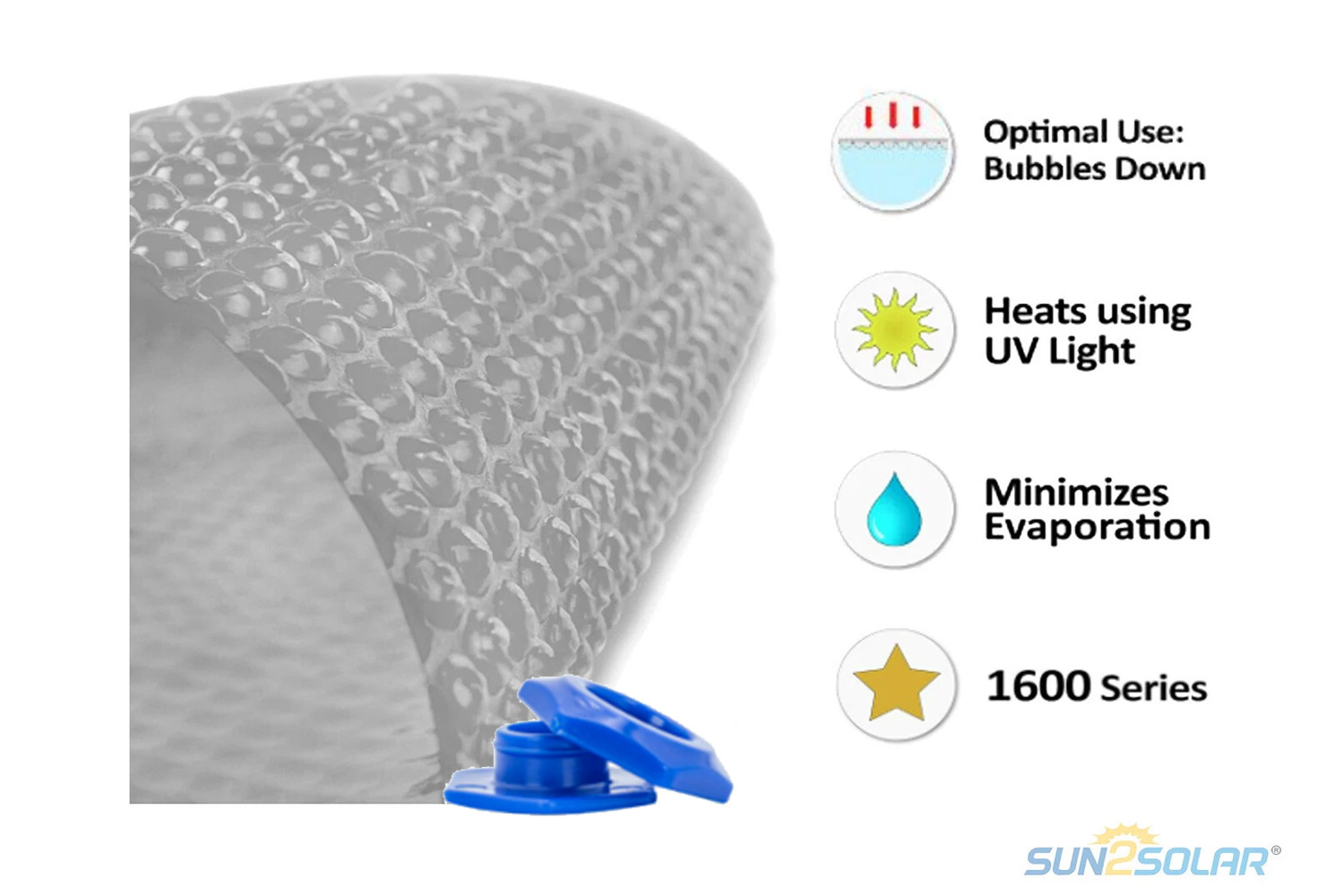 Sun2Solar 1600 Series Rectangle Clear Solar Blanket Swimming Pool w/ Grommet Kit