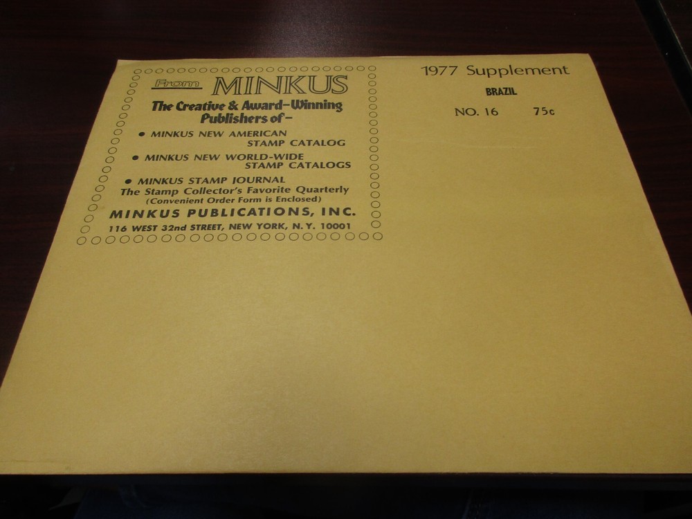 "MINKU" STAMP ALBUM  1977  SUPPLEMENT  BRAZIL   W/FREE SHP.