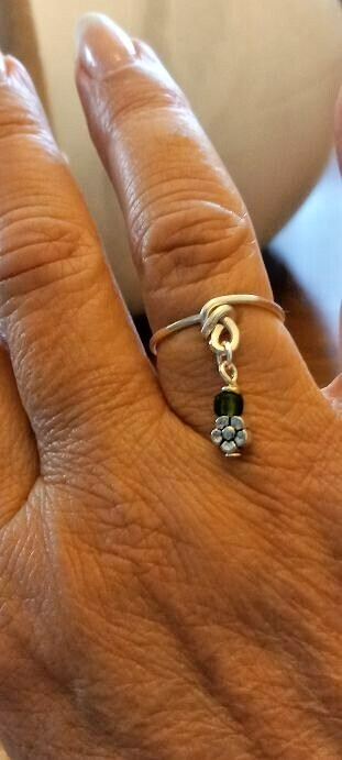 Silver Wire Knot and Charm Ring