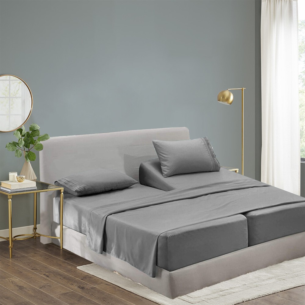 Split King Size Cool Bamboo Bedsheet Deep Pocket Bamboo Bed Sheet Sets 5 Pieces