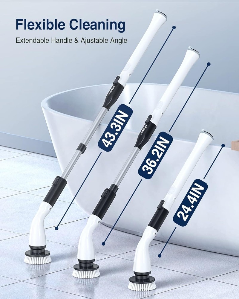 Electric Spin Scrubber LA1 Pro, Cordless Spin Scrubber with 4 Replaceable Bru...