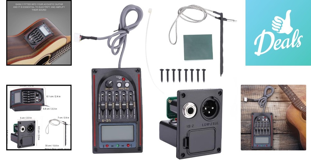 Acoustic Guitar Preamp with LCD and 5-Band Equalizer Functionality