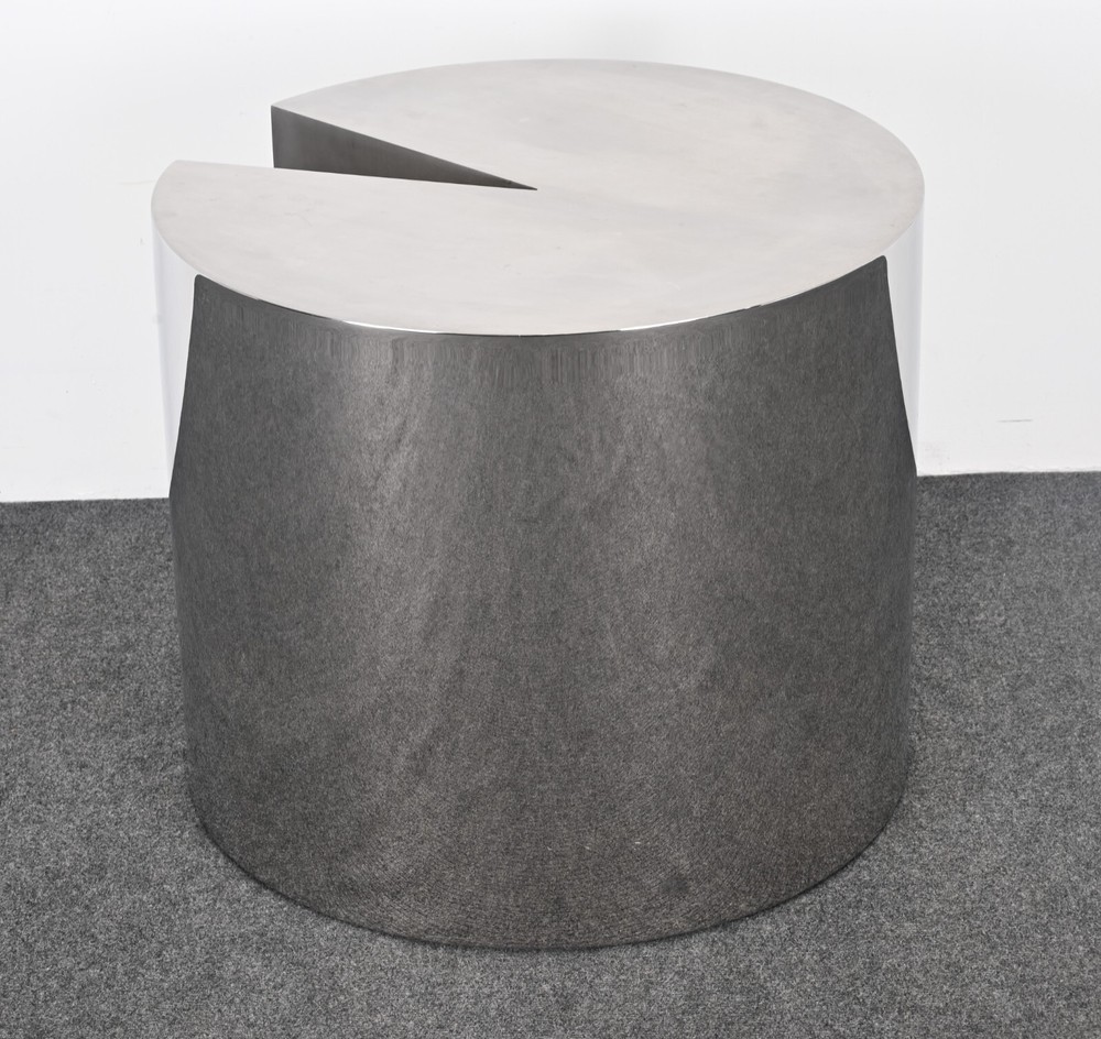 Leon Rosen Pace Style Solid Stainless Steel Side Table, 1980s