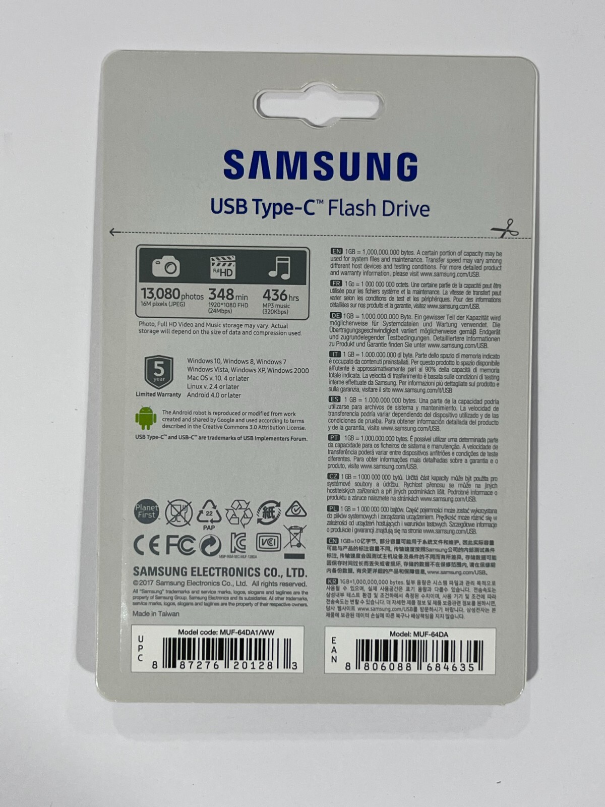 New Samsung 64GB USB 3.0 Type-C Flash Drive MUF-64DA1/WW