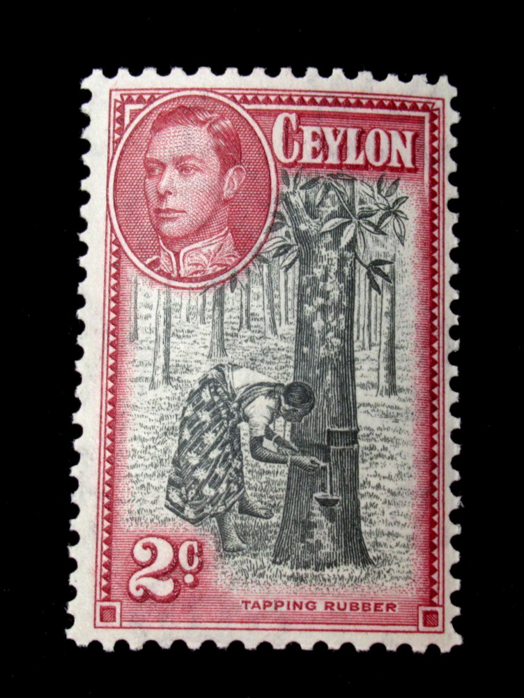 Ceylon Stamp Scott 278 Tapping Rubber Tree 2 Cent 1944 Mint MLH