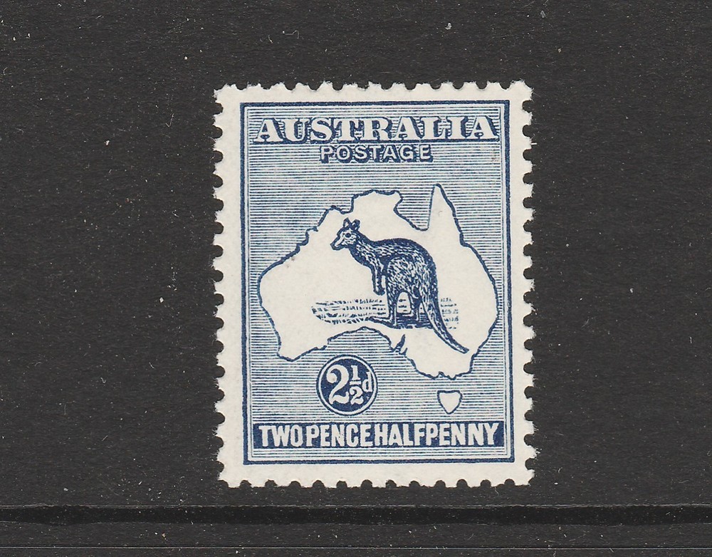 1917 THIRD WATERMARK 2½d INDIGO KANGAROO "MINT UNHINGED" SG 36 GEM!