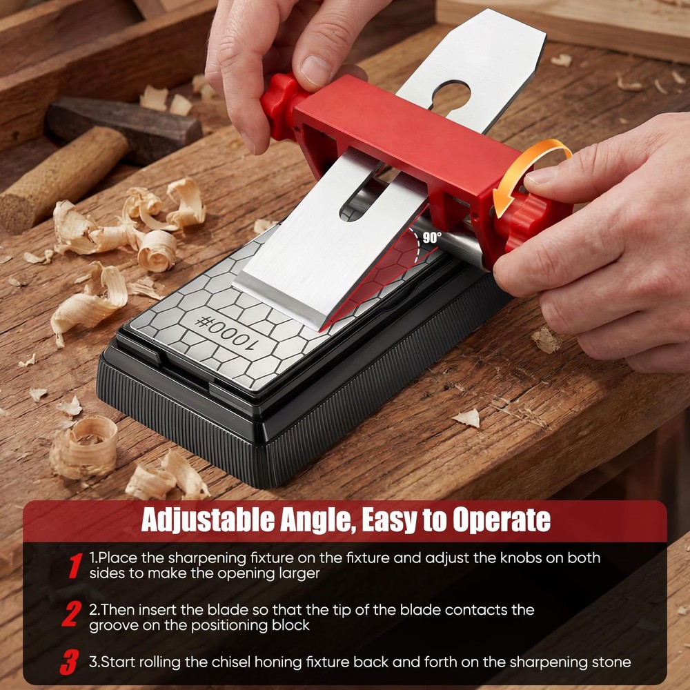 Precision Chisel Sharpening Jig & Guide, with Angle Fixture & Gauge (10°-45°)...