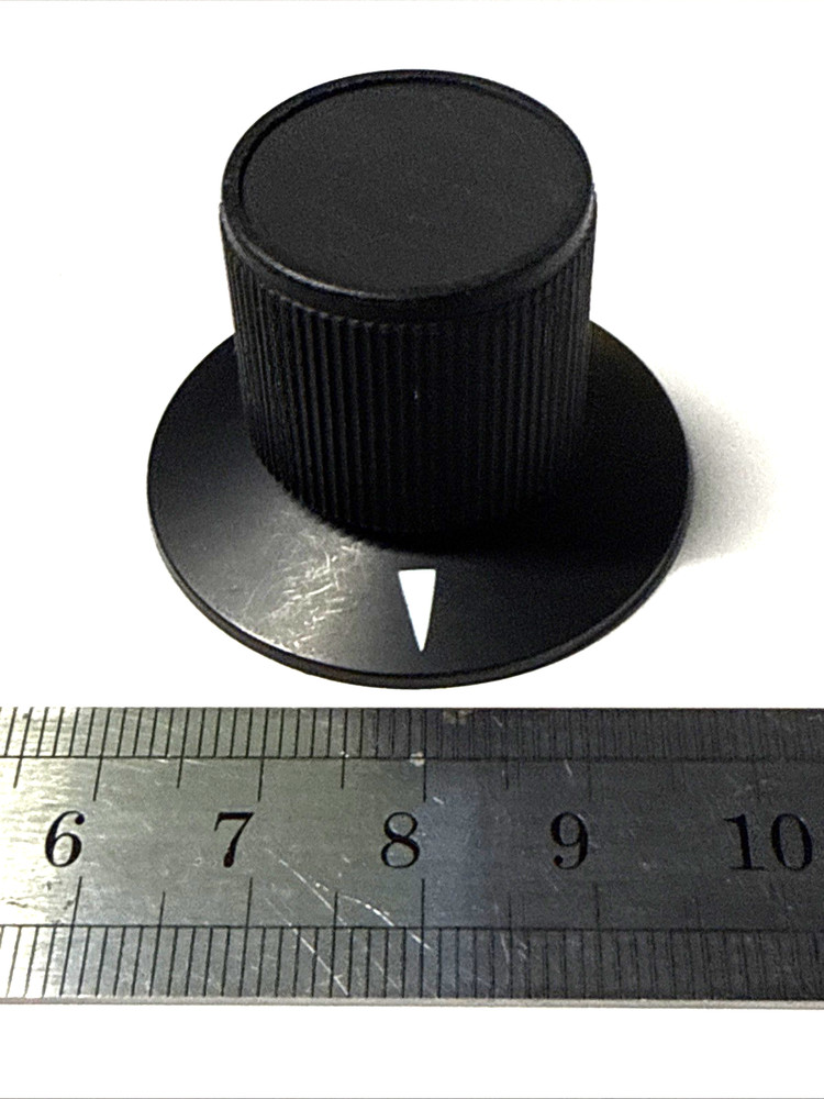 one flat black knob w/skirt OD =40 mm for 6 mm shaft w/ double locking screws