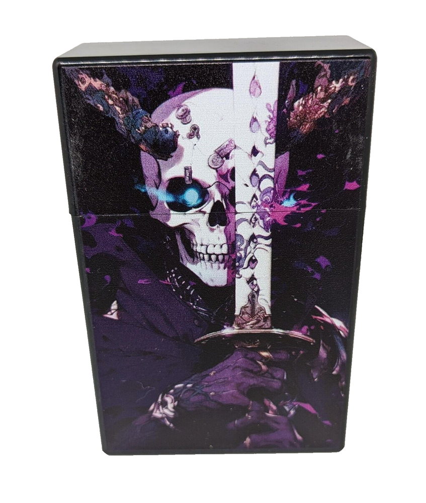 RYO Skull & Sword Reg. King Size Push-N-Open Plastic Black Cigarette Case