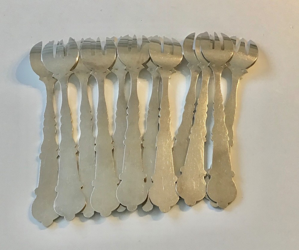 Antique Rare Dutch solid silver oyster forks 12/PS