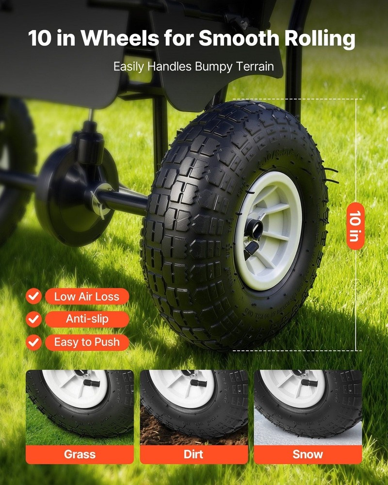 Push Lawn Spreader, 12ft Spreading Width, Broadcast Spreader with 80lbs Load