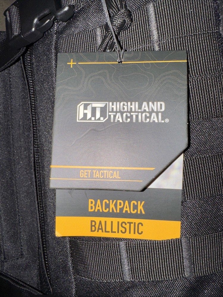 Highland Tactical Ballistic Molle Webbing Hydration Black Backpack Padded Back
