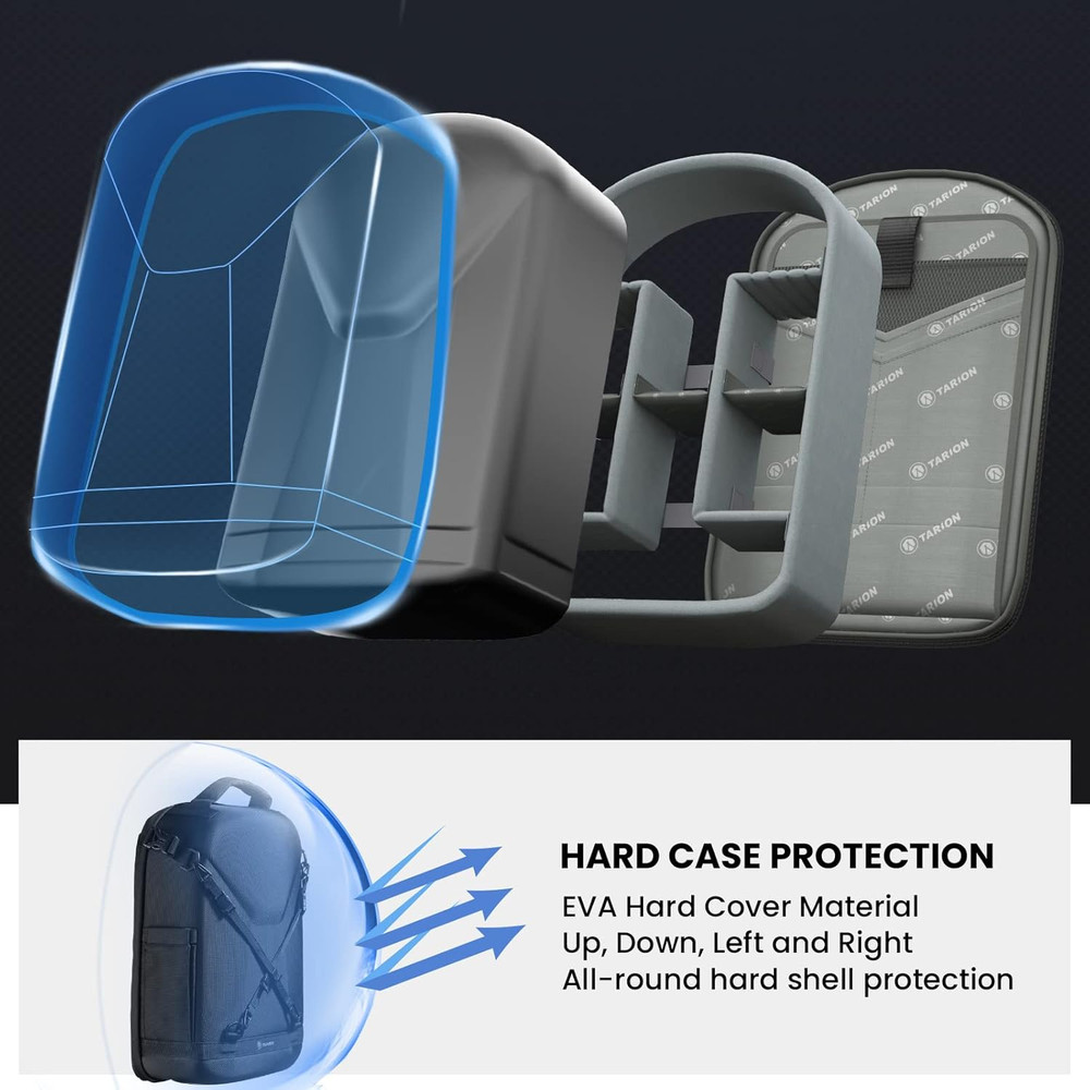 Hardshell Camera Backpack Bag - 3-Side Hard Case Professional Camera Bag with 14