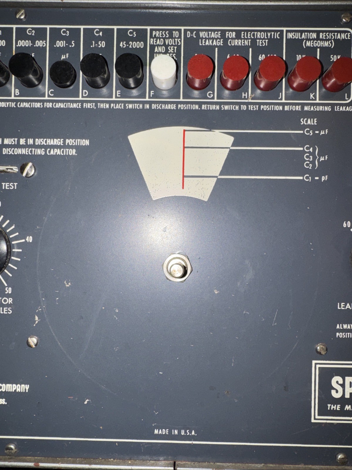 Vintage Sprague TEL-OHMIKE Model TO-6 A Capacitor Analyzer, Untested, Powers On