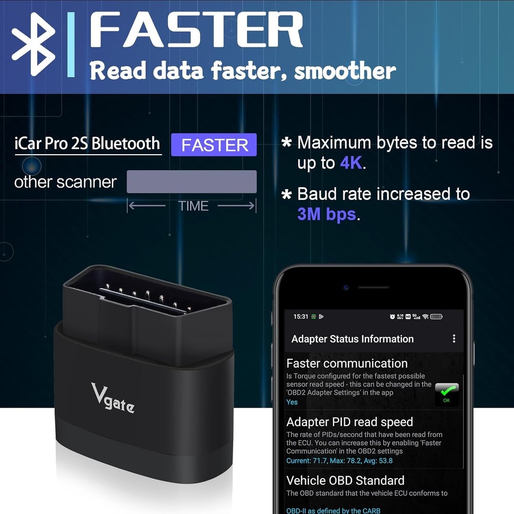 Vgate iCar Pro 2S Bluetooth OBDII Scanner Diagnostic Adapter Car Code Reader