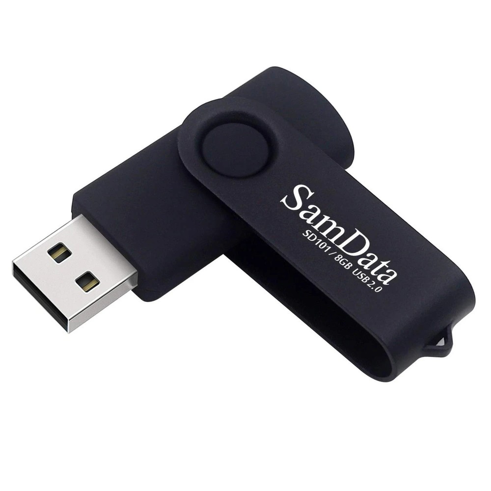 SamData 8GB USB Flash Drive - USB 2.0 Swivel Memory Stick with LED Indicator