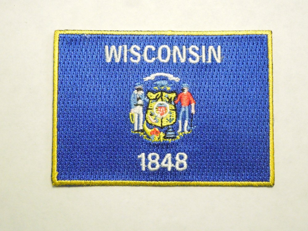Wisconsin State Flag Seal Embroidered Iron On Patch