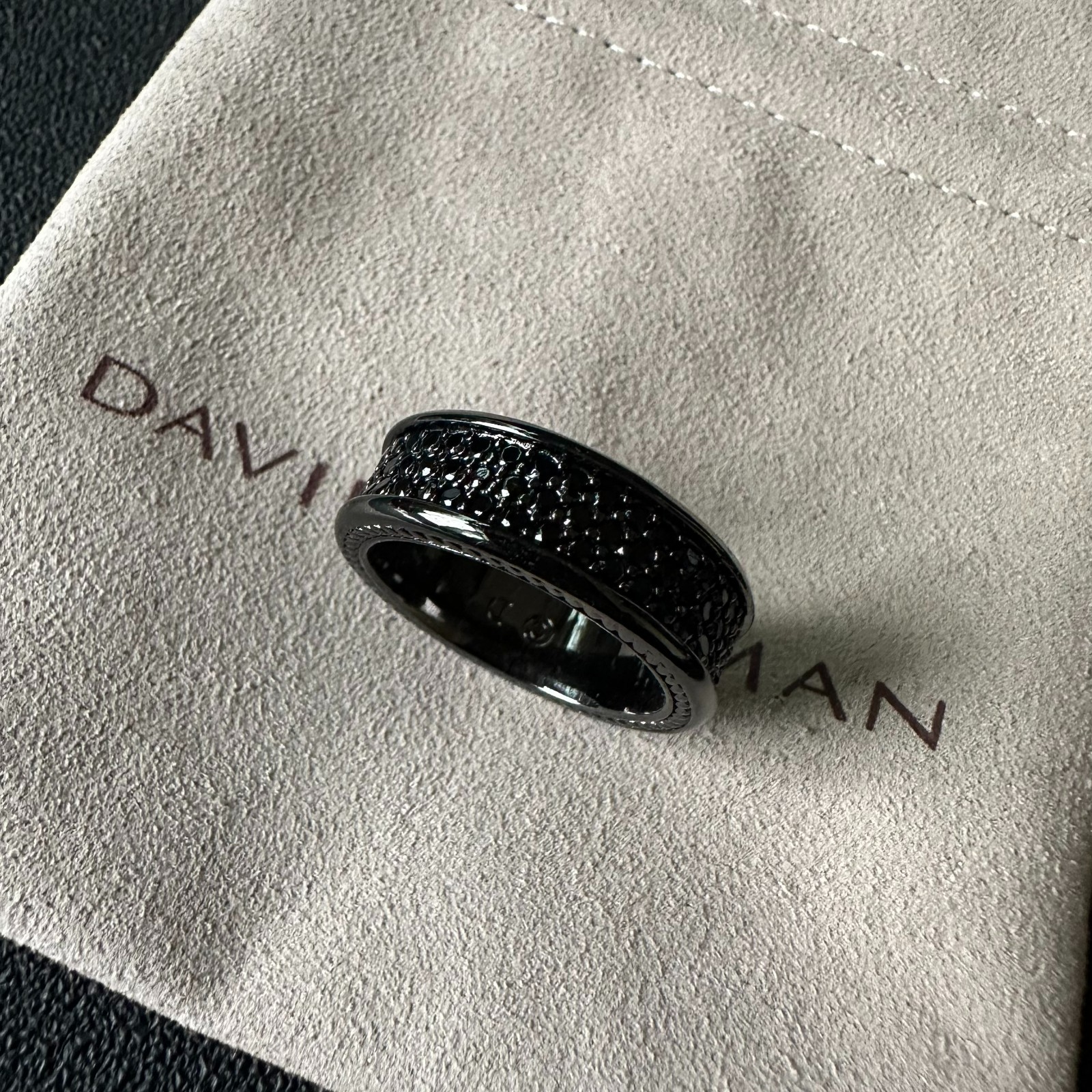 David Yurman Streamline Band Ring Black Titanium w/ 925 & Black Diamonds sz 10