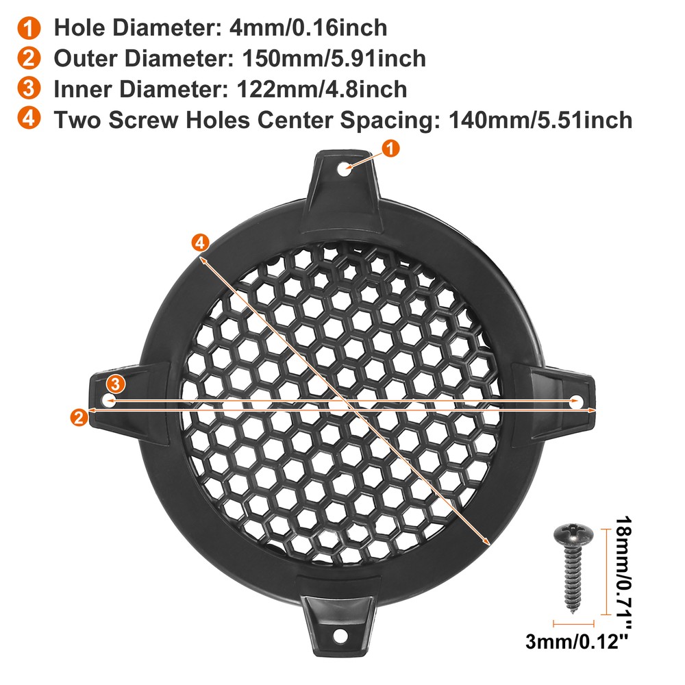 Universal Pack (2) 5.5 Inch Speaker Grills Cover Mesh Guard Protective Case