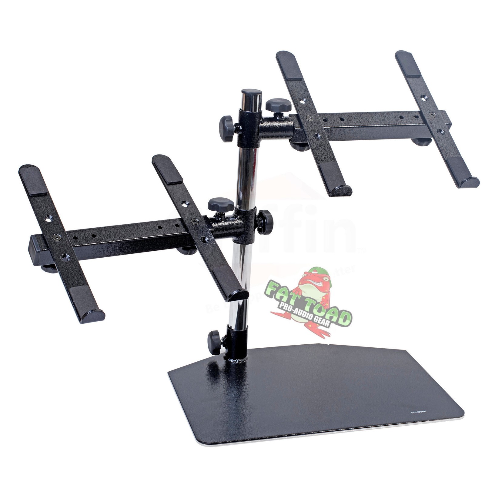 Double DJ Laptop Stand - 2 Tier PA Equipment PC Table Monitor CD Player Speakers