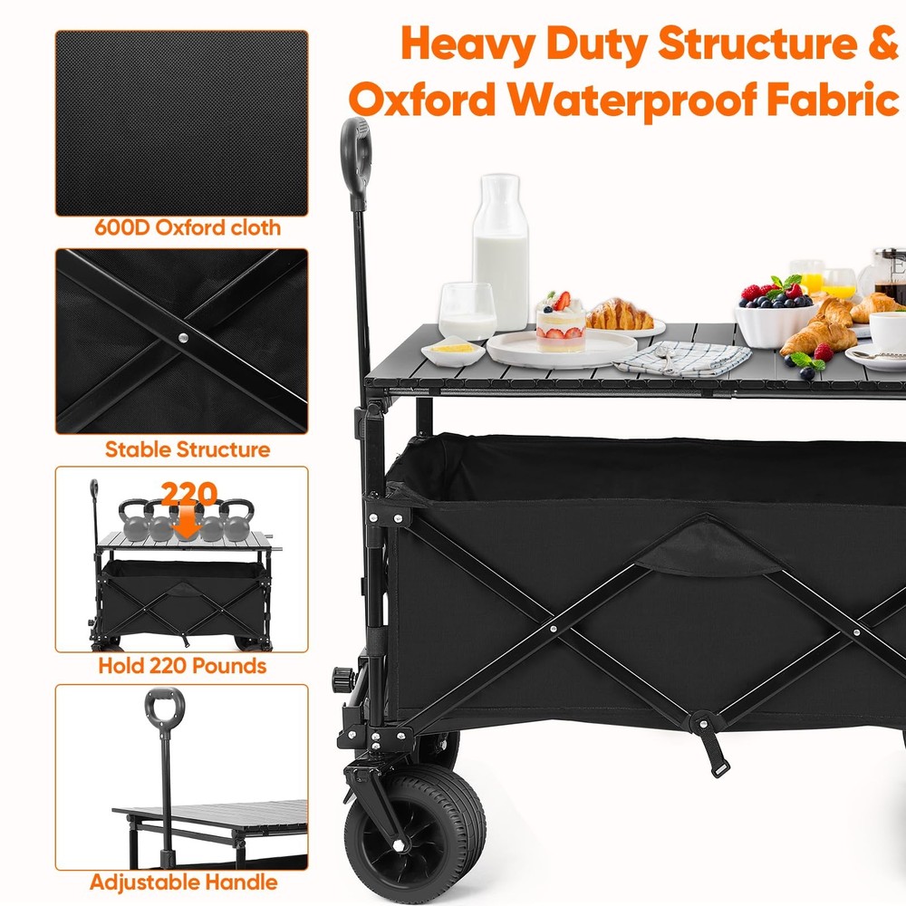 SHINLEYPACK Collapsible Wagon with Table, Large Capacity With Table