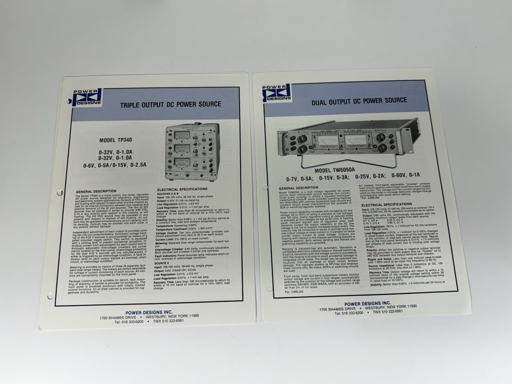 Power Designs Regulated DC Power Sources Products Presentation Data Sheets