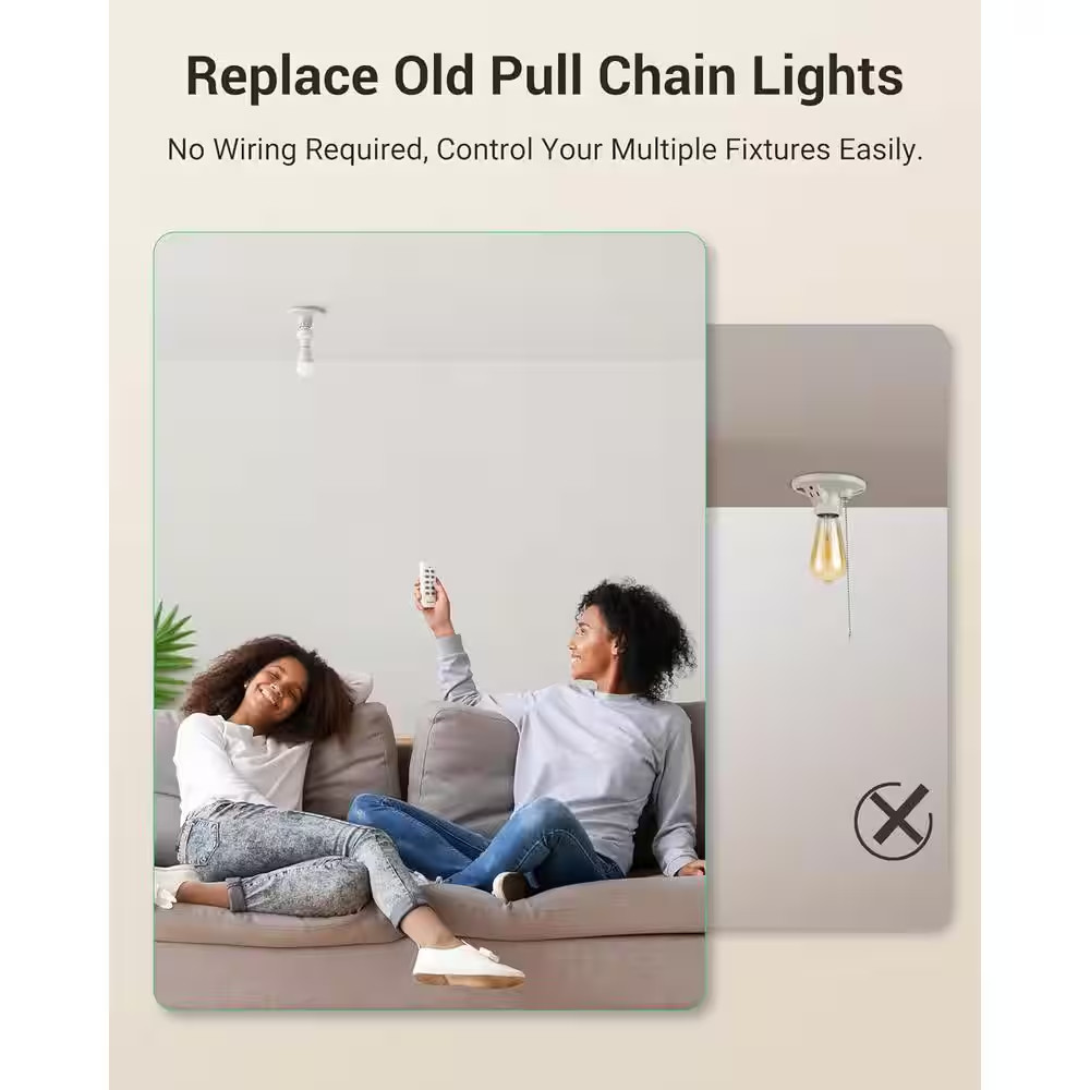 120-Volt Remote Control Light Bulb Socket Switch Kit, White (1 Remote plus 3 Soc