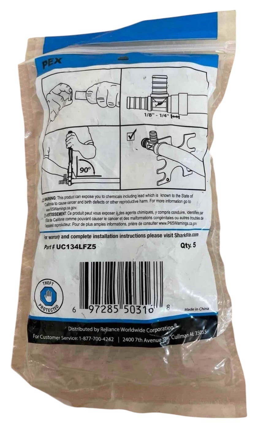 5 Pack~ SharkBite PEX 3/4" x 3/4" MNPT Male Adapter UC134LFZ5