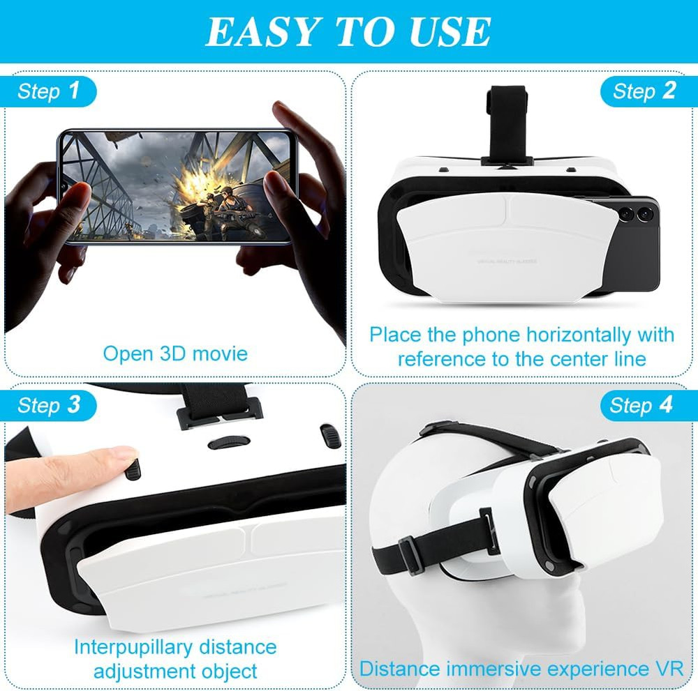 Virtual Reality Goggles 3D VR Glasses Adjustable VR Virtual Reality Headset...