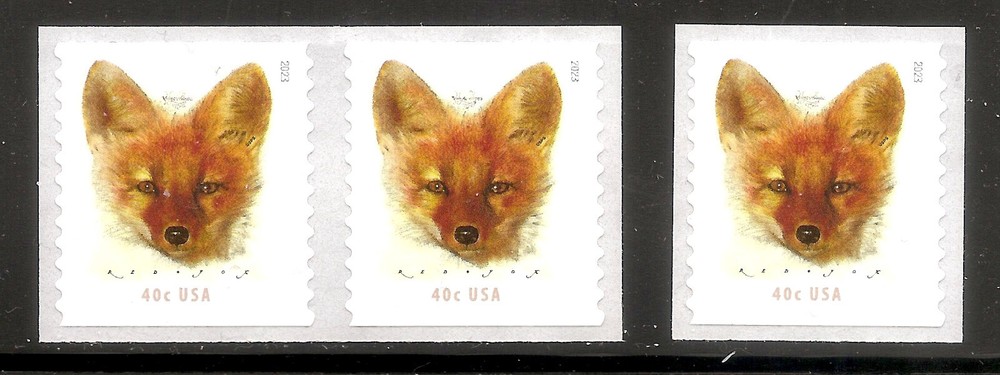 US Scott 5743 - 40c Red Fox coil pair and single