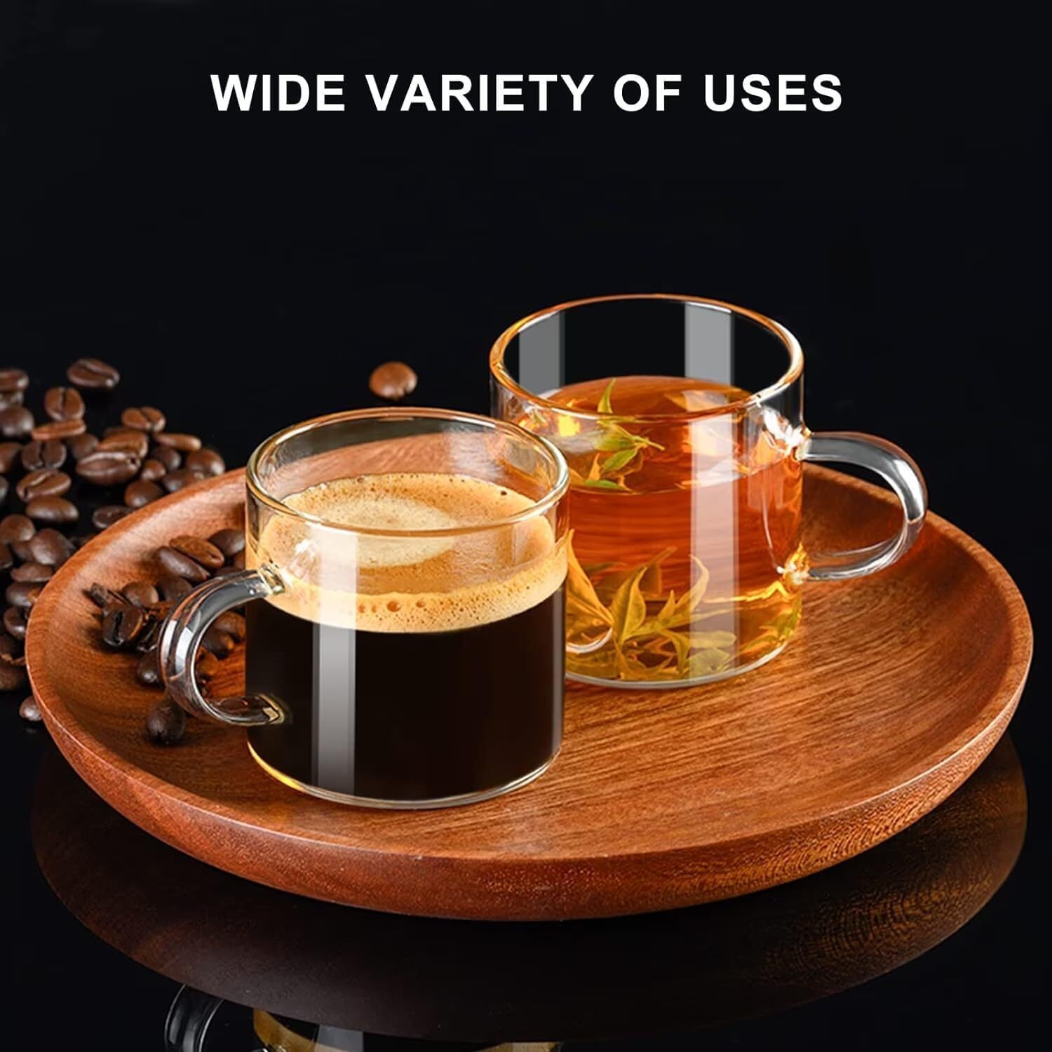 Espresso Cups Set of 2, Espresso Shot Glass 4.3 OZ, Glass Expresso Small Coffee