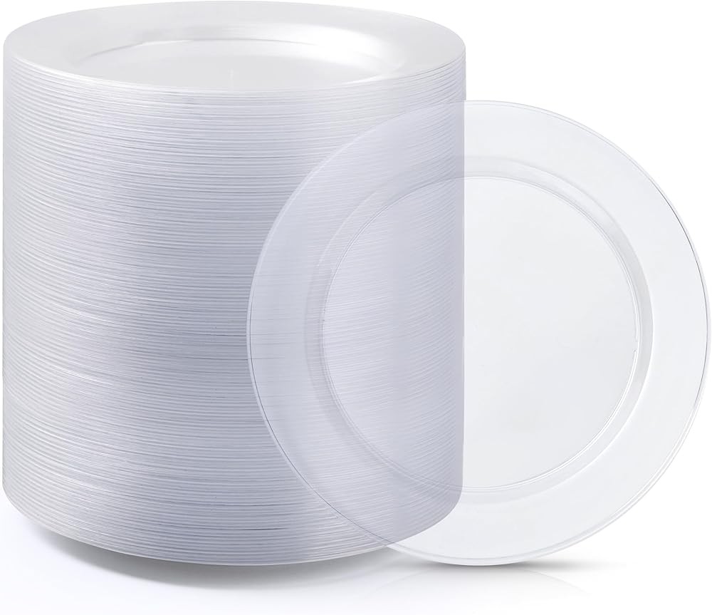 lu Clear Plastic Dert Plates 7inch, Premium Hard Disposable