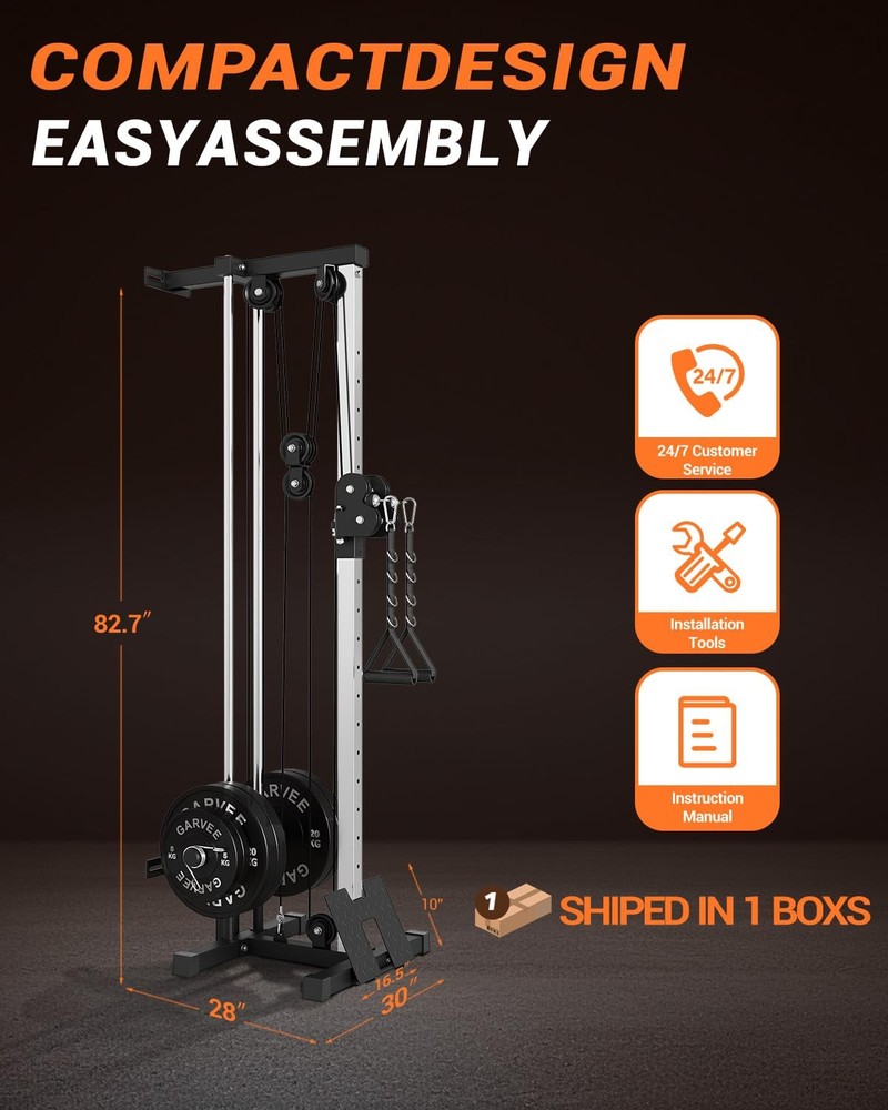 Wall Mount Cable Station, Cable Crossover Machine with 19 Adjustable Positions