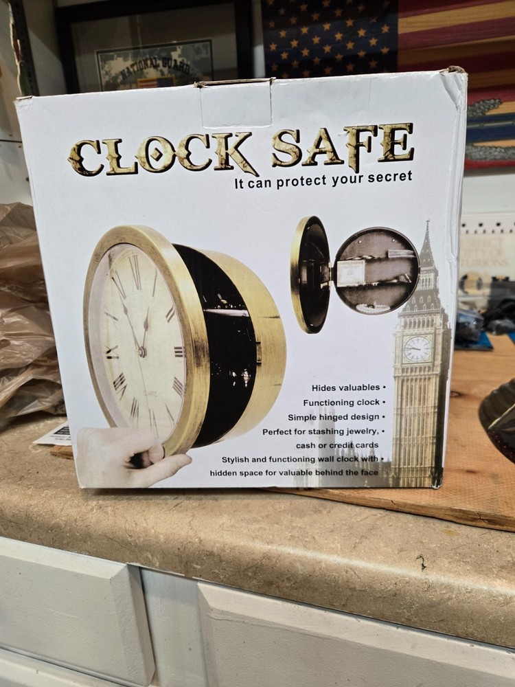 Wall Mounted Safe Hidden Clock | 10" Silent Clock with Secret Compartment Locker