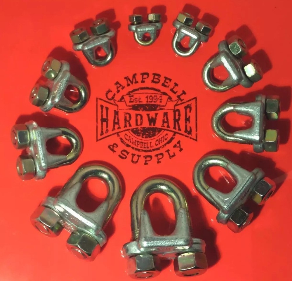 Cable Clip Drop Forged 1/4" Galvanized Wire Rope Cable Clips Rigging Quantity 10