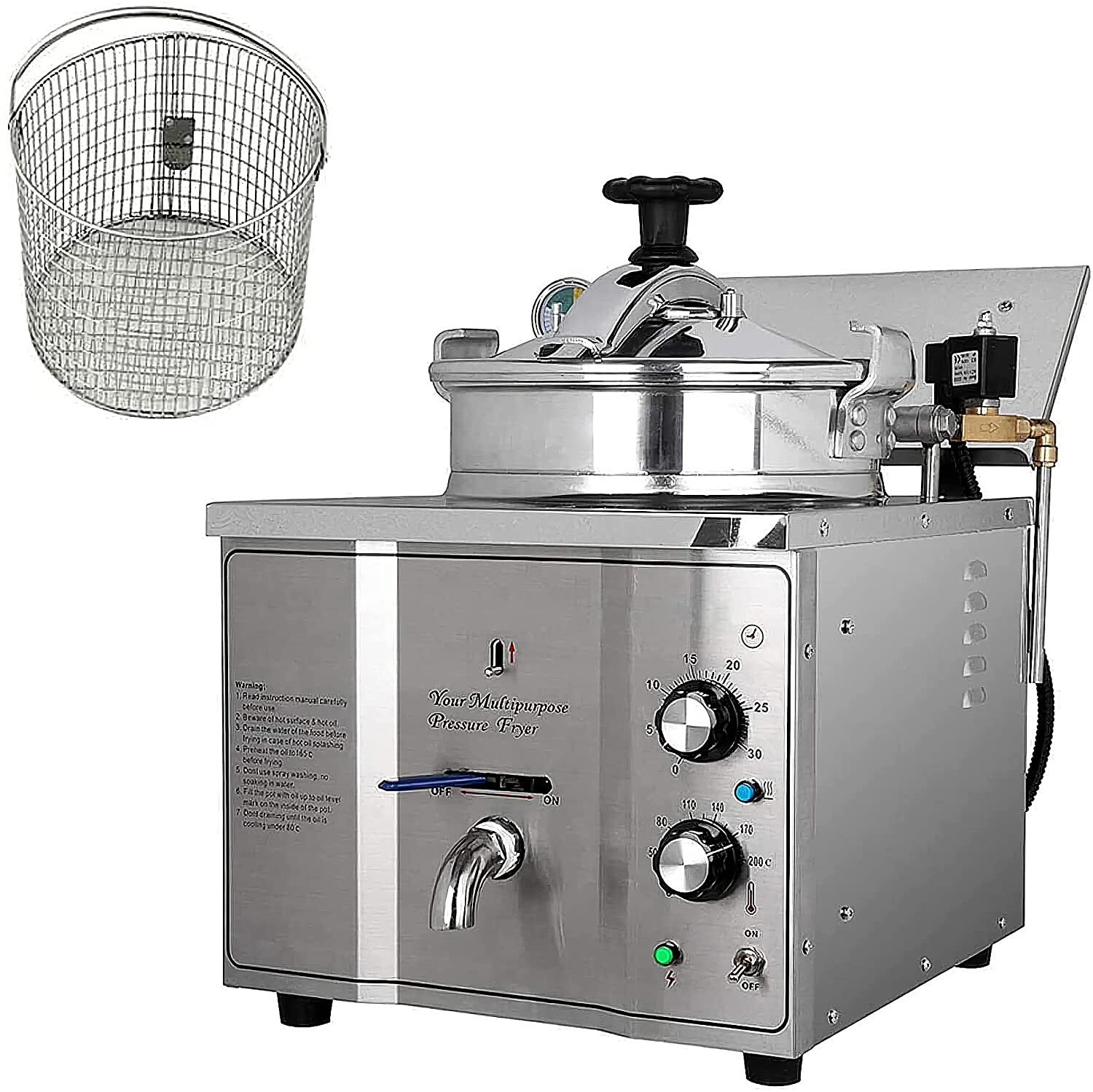 16L High Pressure Fried Chicken Machine 110V Chicken Pressure Food Oven Fryer