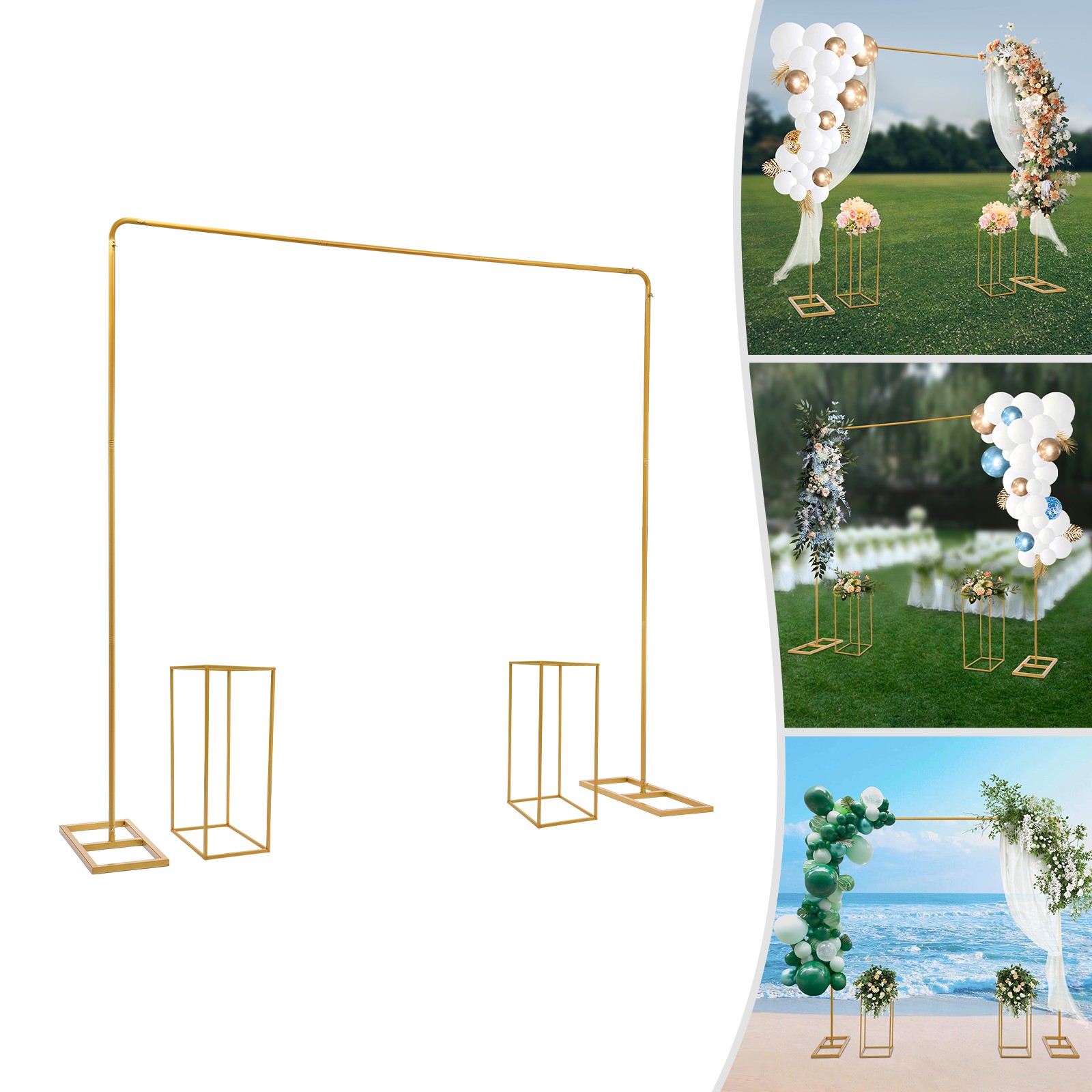 Gold Metal Wedding Stand Balloon Stand with Flower Stands Background Decoration