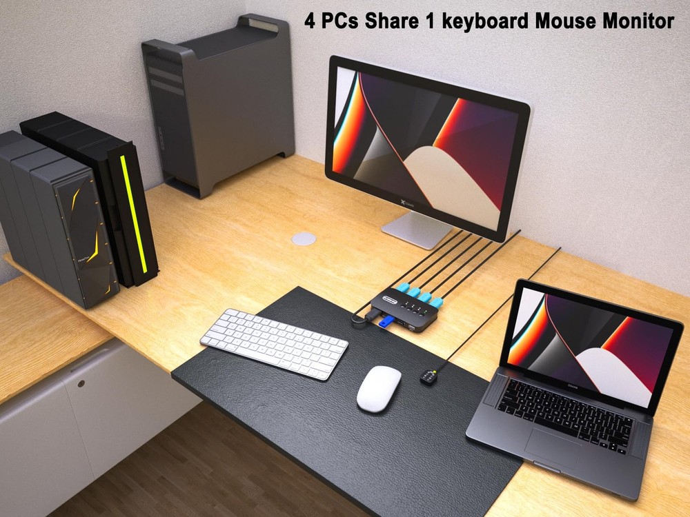 HDMI KVM Switch 4 Port -USB KVM for 4 Computers Share Keyboard Printer,Flash ...