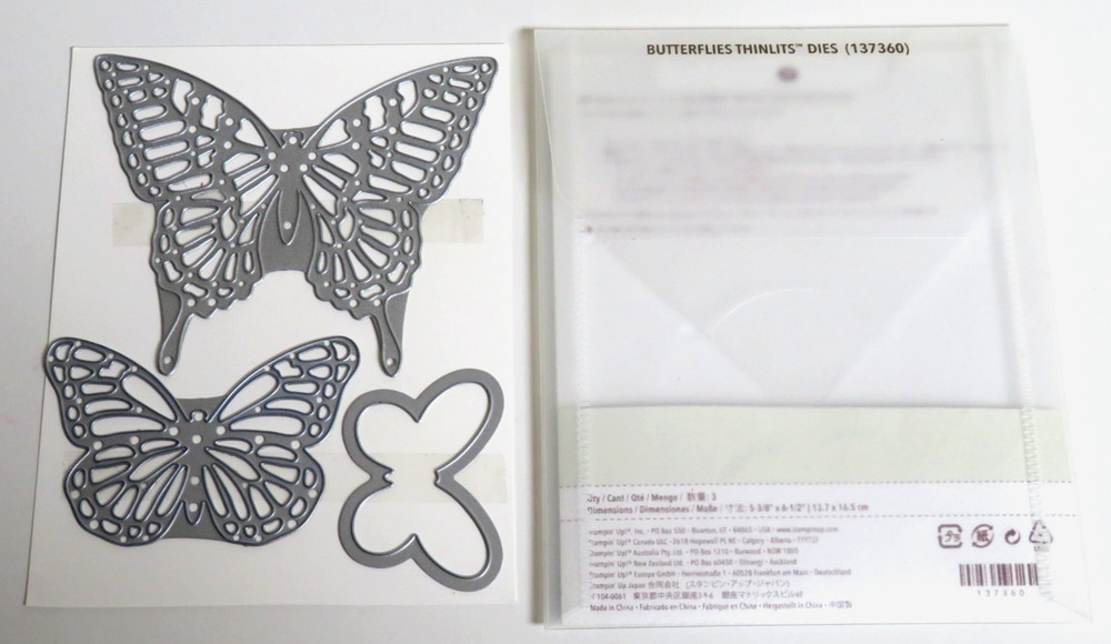 Stampin' Up BUTTERFLIES THINLITS DIES 3pc Set #137360 ALL OCCASION BUTTERFLY