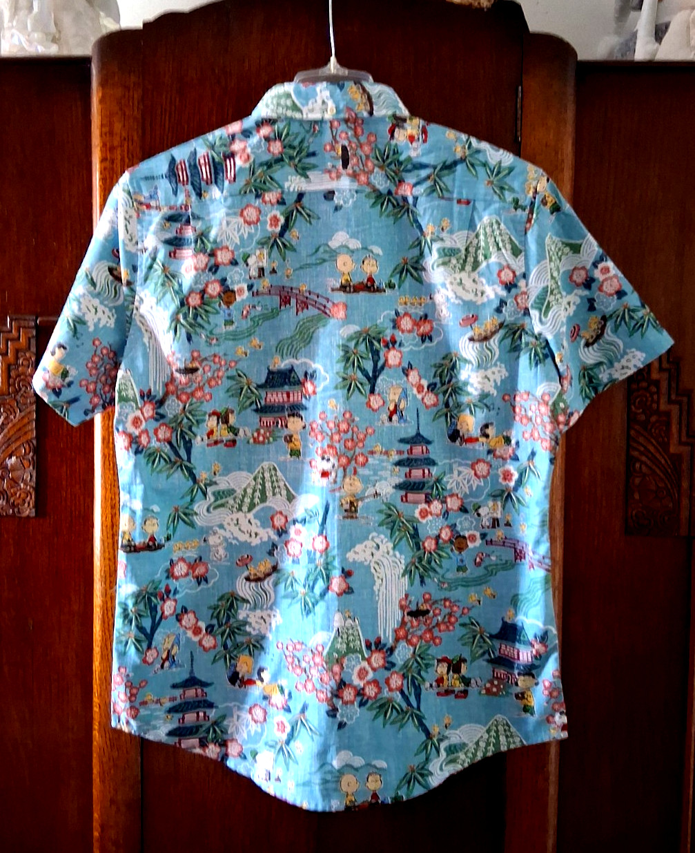 Reyn Spooner Peanuts in Japan Men's Aqua Button Front Shirt