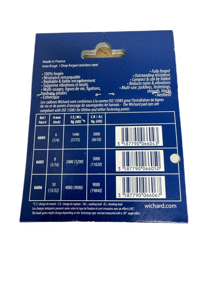 WICHARD Folding Pad Eye with 8mm Clip 6605