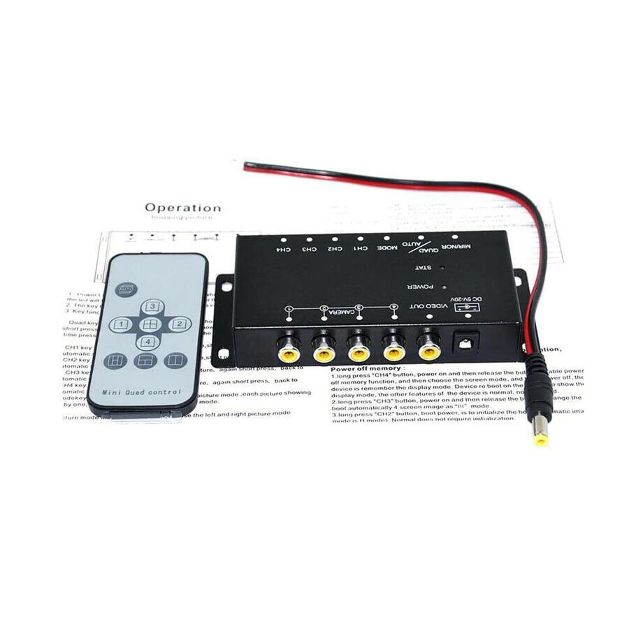 Car 4 Way camera 4 View Video Switch Parking Camera Split-Screen Image Control