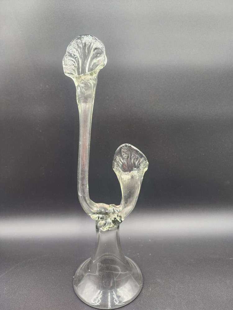 Clear Hand Made Double Sided headed vase Two Necks