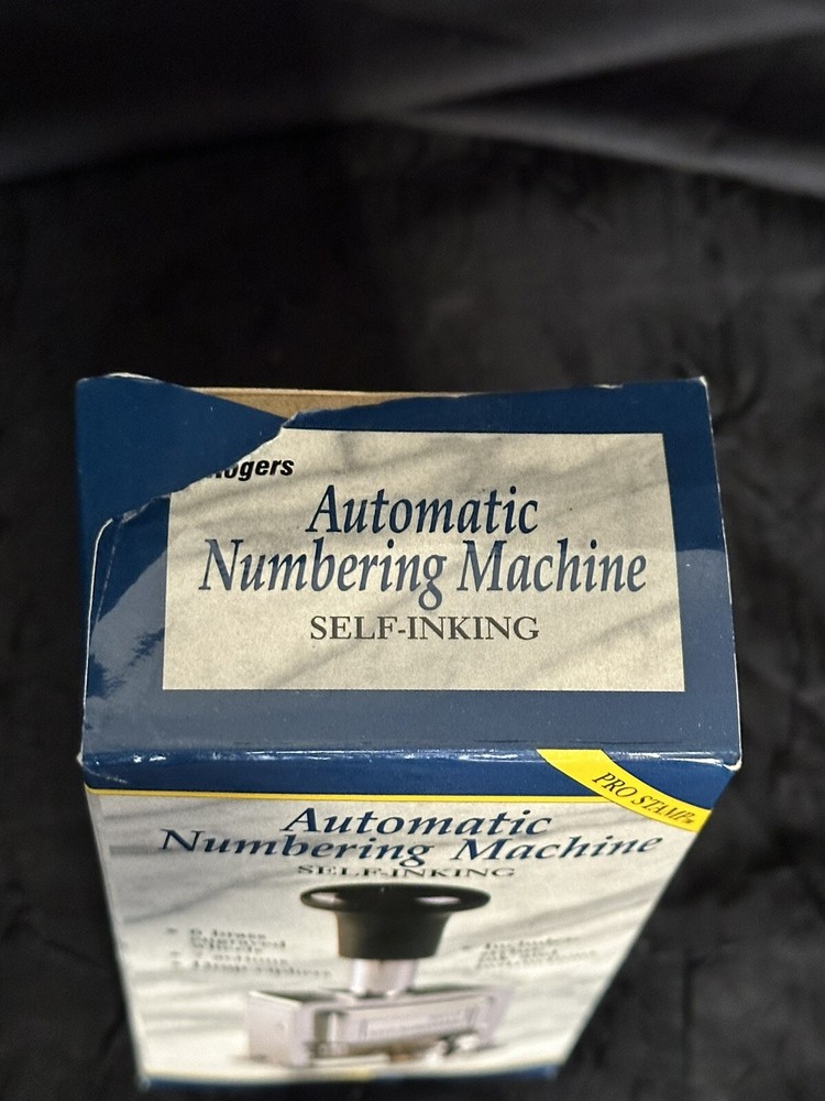 Rogers Automatic Numbering Machine Self Inking 6 Wheels 7 Actions W/Manual & Box