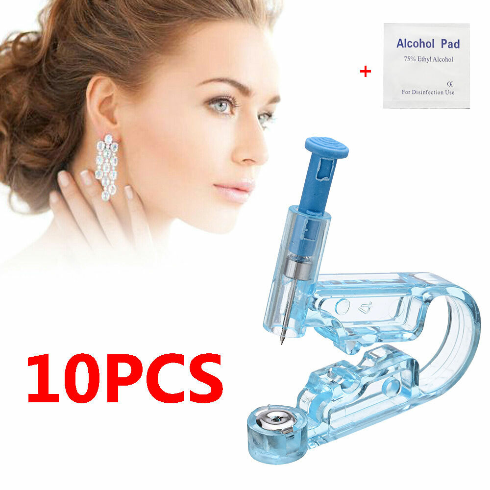 Safety 10X Disposable Ear Studs Piercing Gun Ear Stud Unit Piercer Tool Kit